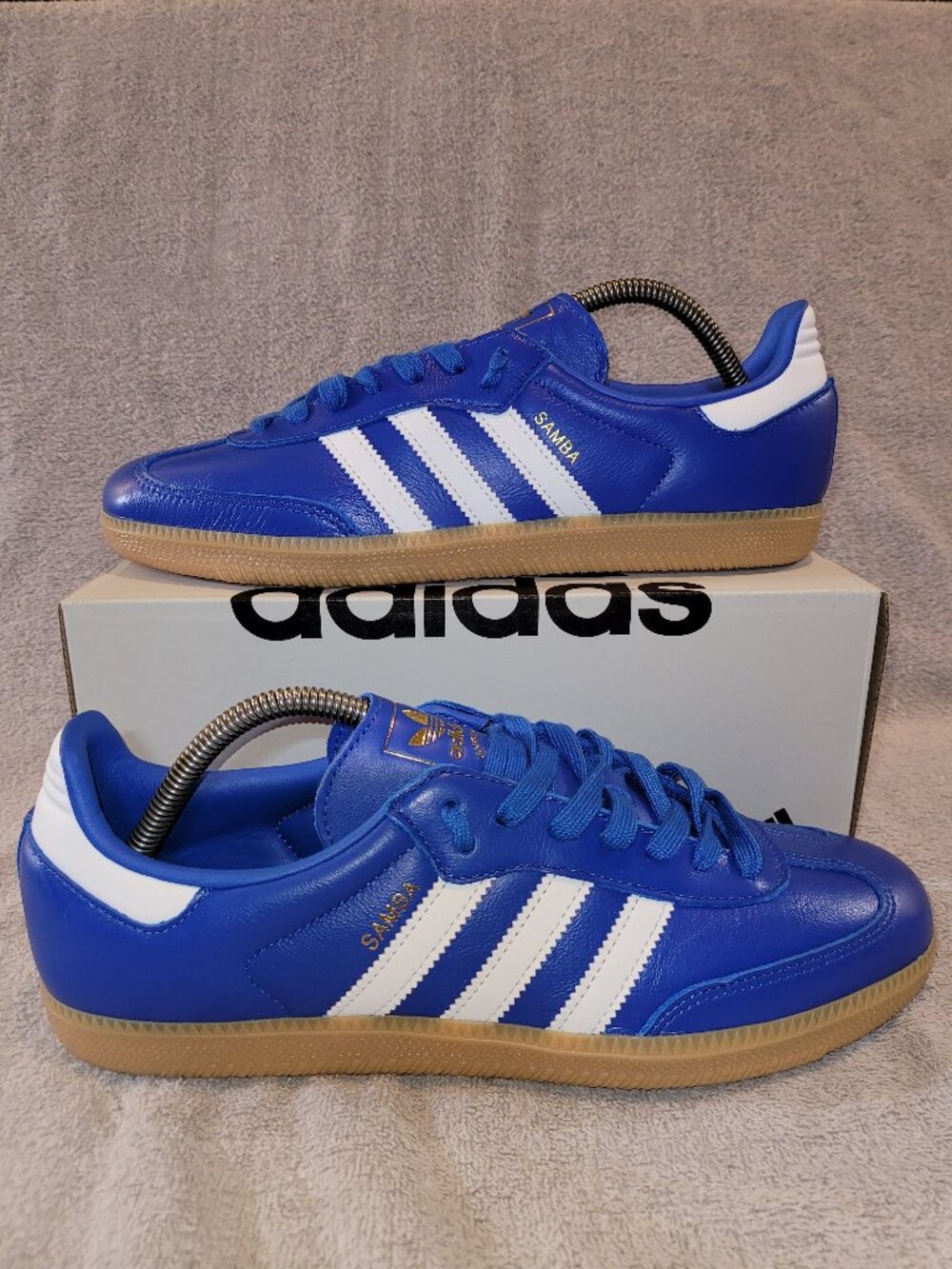 Adidas Samba OG Originals Athletic Shoes In Blue White Tan Gum Men's Size 10